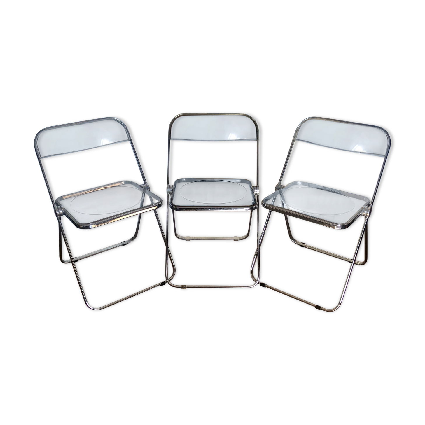Three folding chairs Plia, Giancarlo Piretti for Castelli