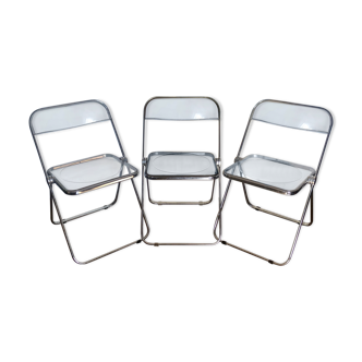 Three folding chairs Plia, Giancarlo Piretti for Castelli