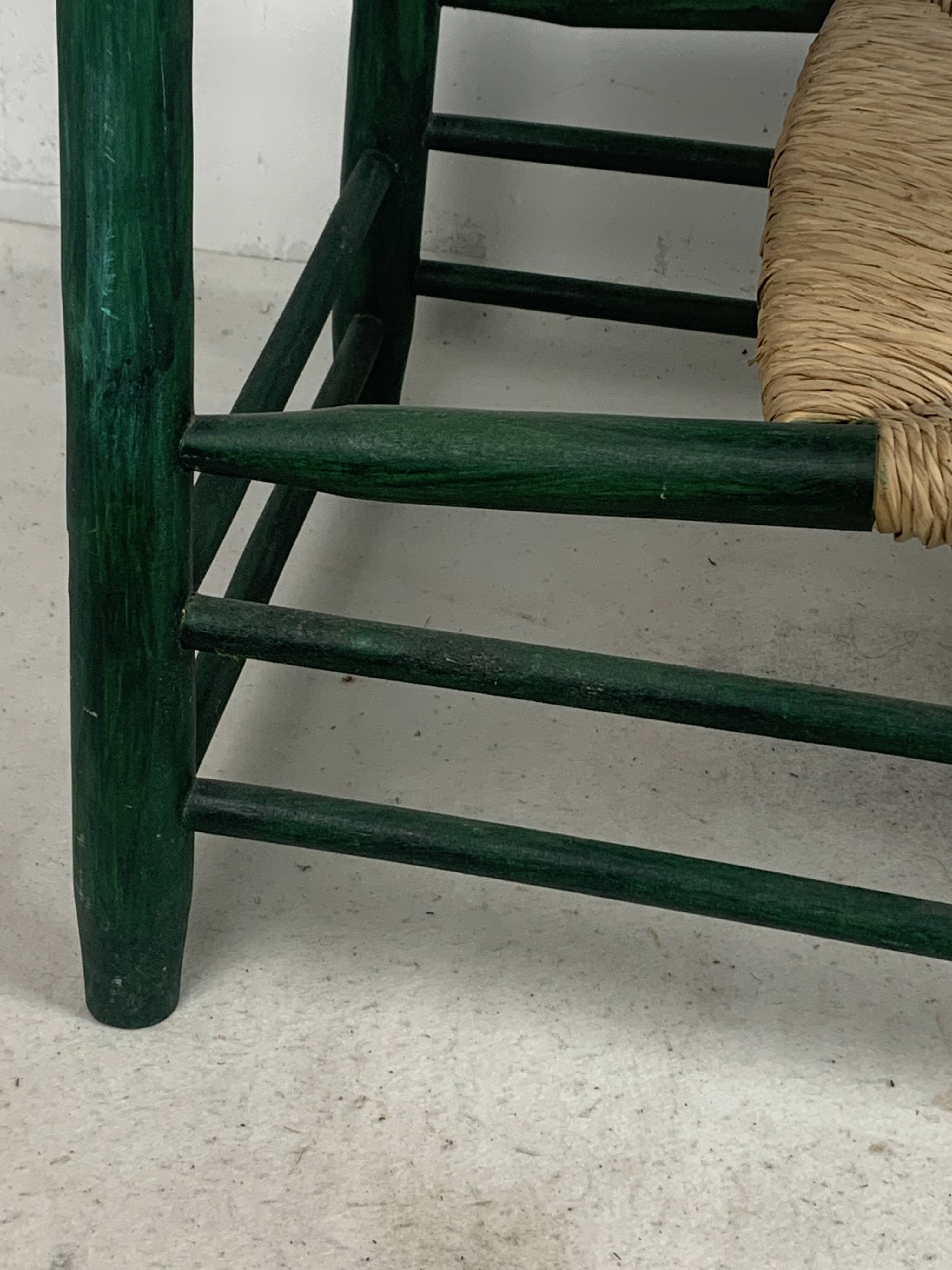 French straw rush low lounge chair in the style of Charles Dudouyt, 1950s