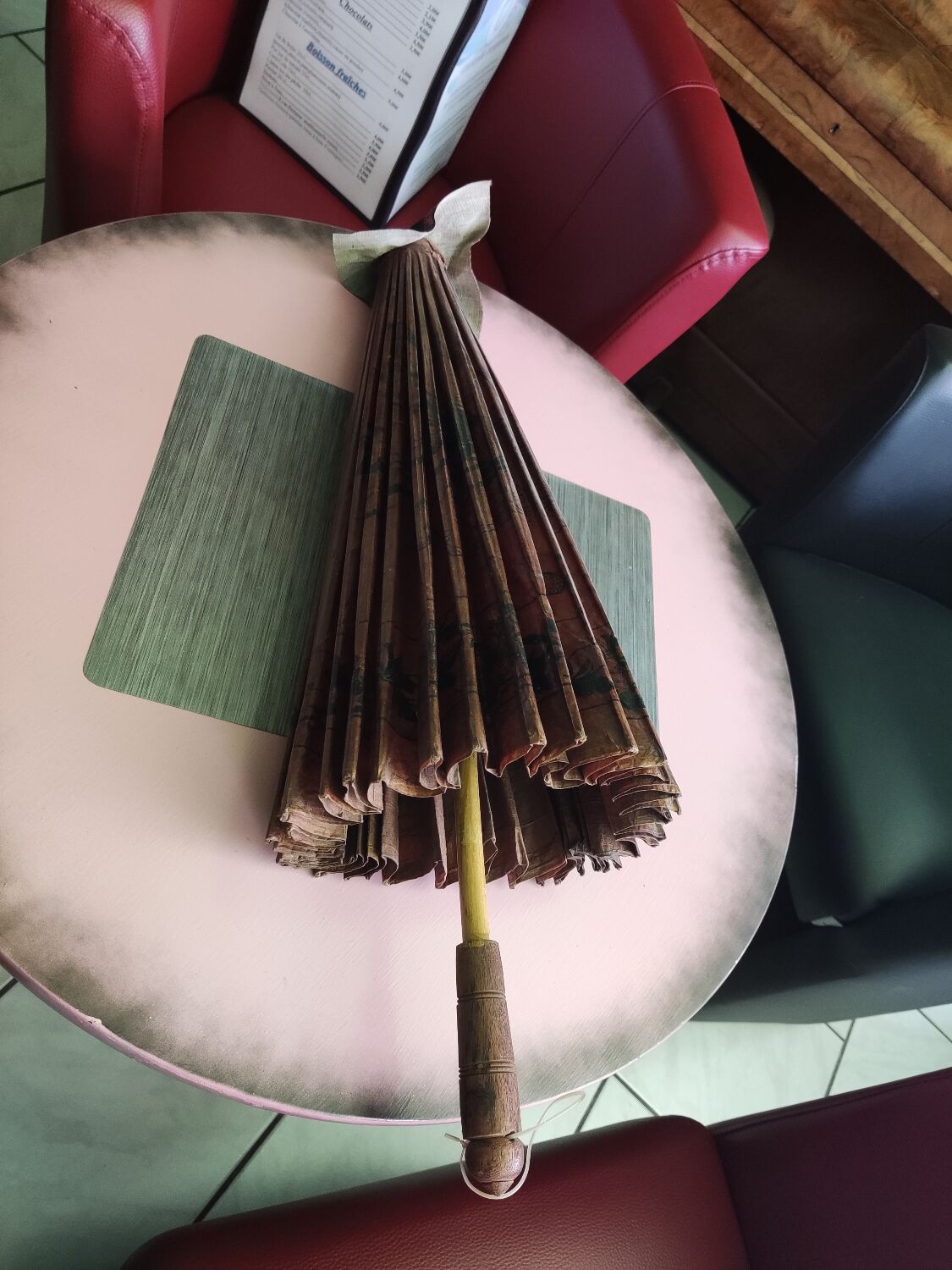 Asian paper and rattan umbrella