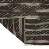 Tapis Kilim Turc Vintage Rayé 190x263 cm Laine Fait Main