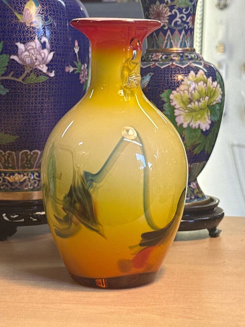 Glass vase – Handmade – Decoration – Yellow orange gradient