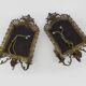 Pair of 3-light beveled mirror wall lights in Napoleon style, gilded bronze