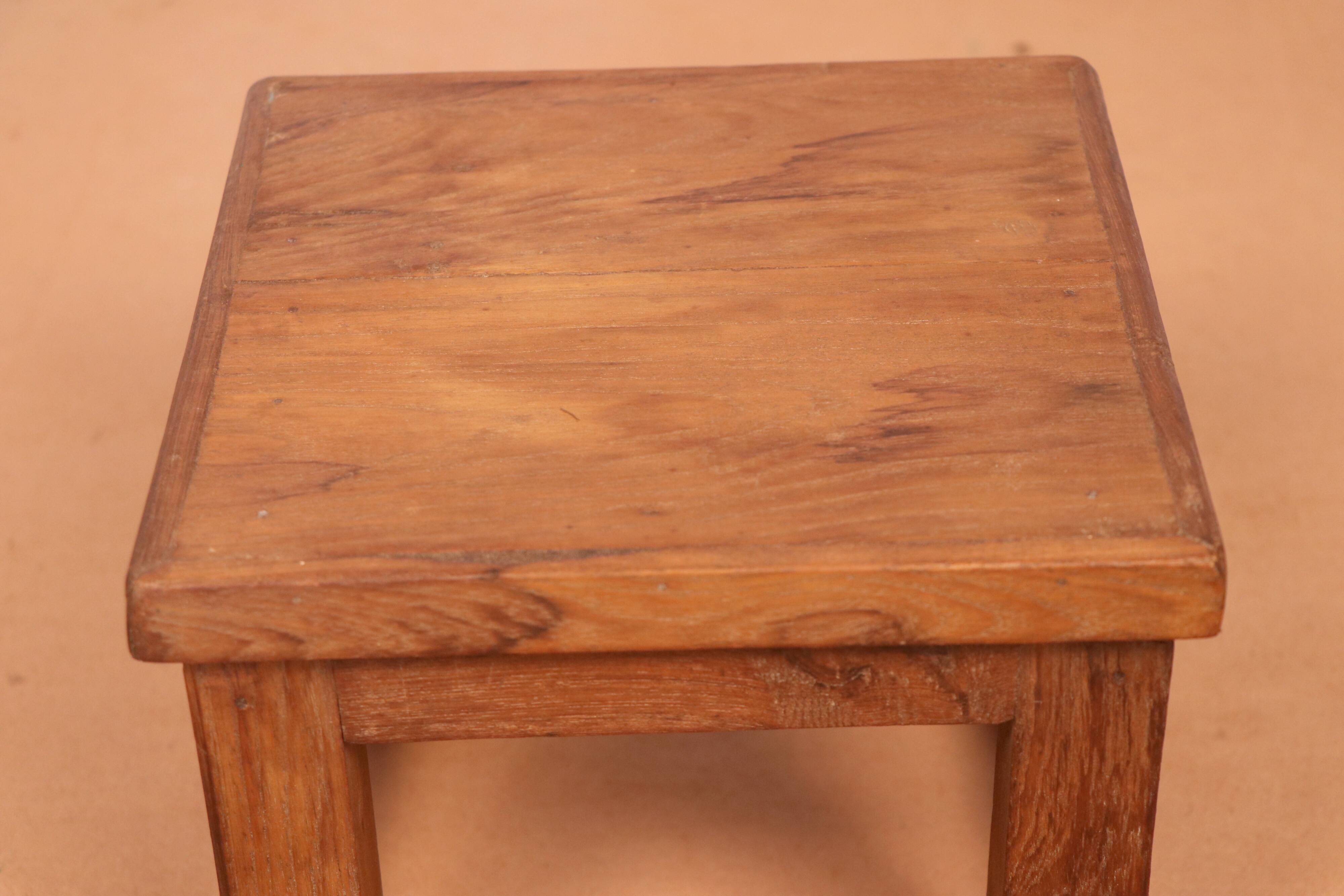 Old small Burmese teak workshop bedside table / ideal in a harness to put 1 plant or e