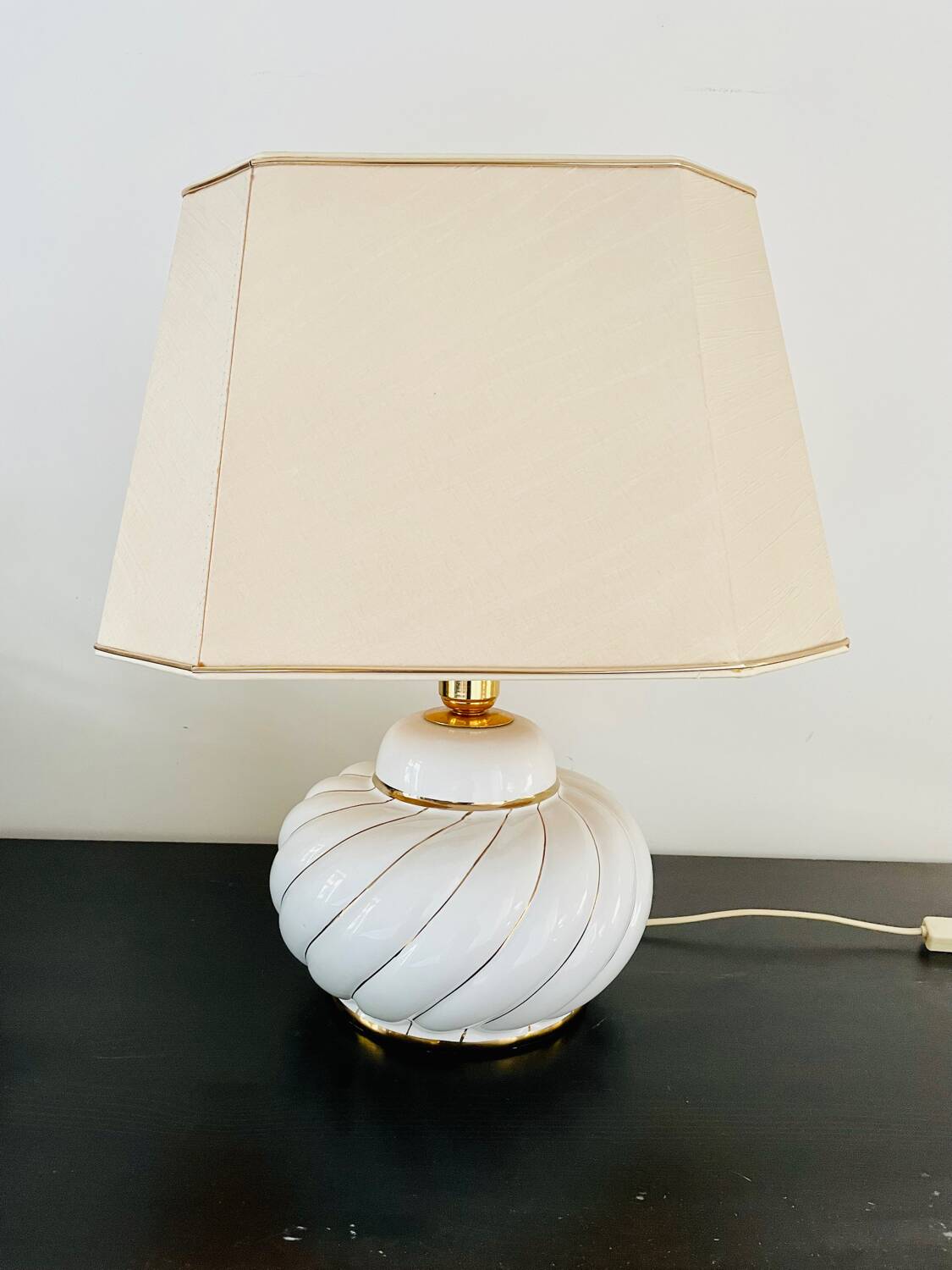 Vintage white and gold table lamp