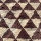 Very large Moroccan Berber rug in cream and burgundy 450x300 cm with a triangular pattern.