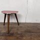 Triangular pedestal table small red table asymmetrical shape vintage tripod plant door