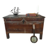 Truly antique 19th-century large oak chest blanket/ treasure chest