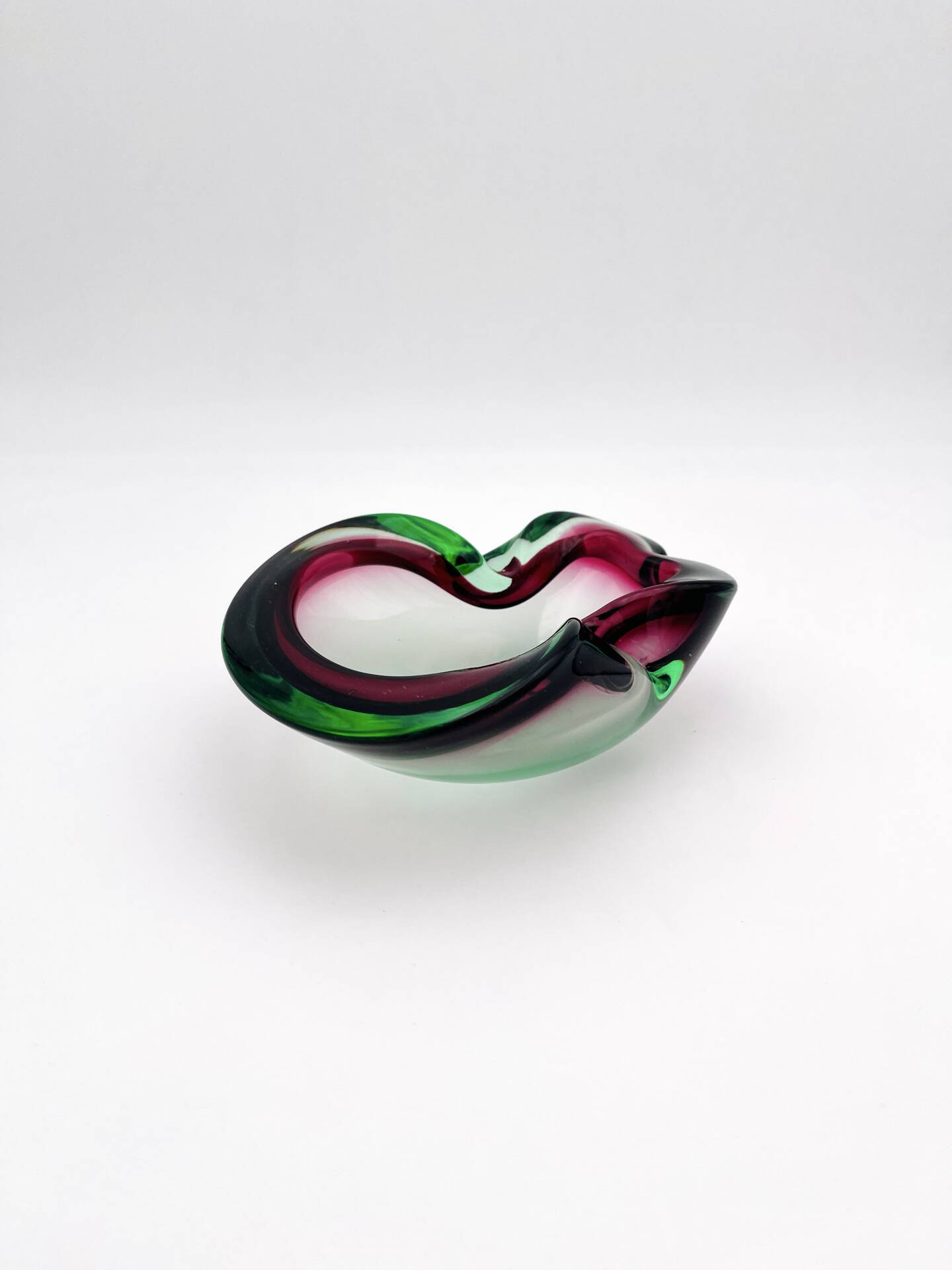 Flavio Poli Seguso Sommerso Green Magenta Ashtray 17.5cm 962g