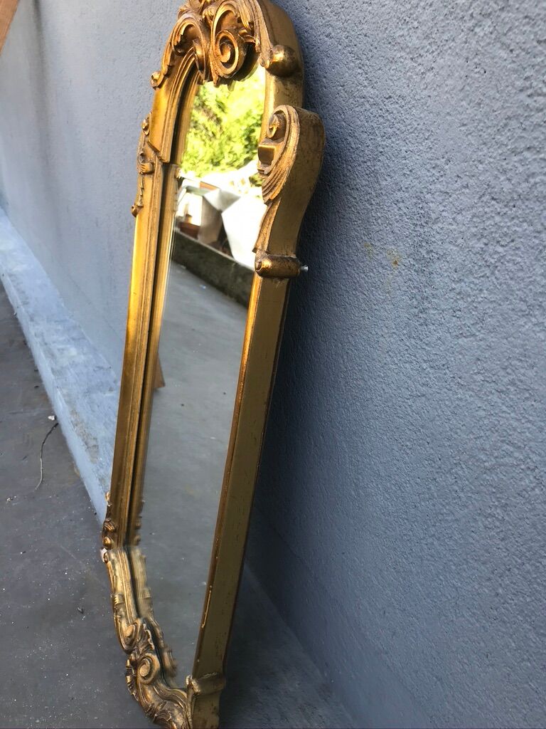 Rock mirror wood and gilded stucco circa 1950 33x78cm