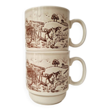 Set of 2 vintage stoneware mugs "English Countryside" - KilnCraft England