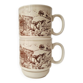Lot de 2 mugs vintage en grès "Campagne anglaise" - KilnCraft England