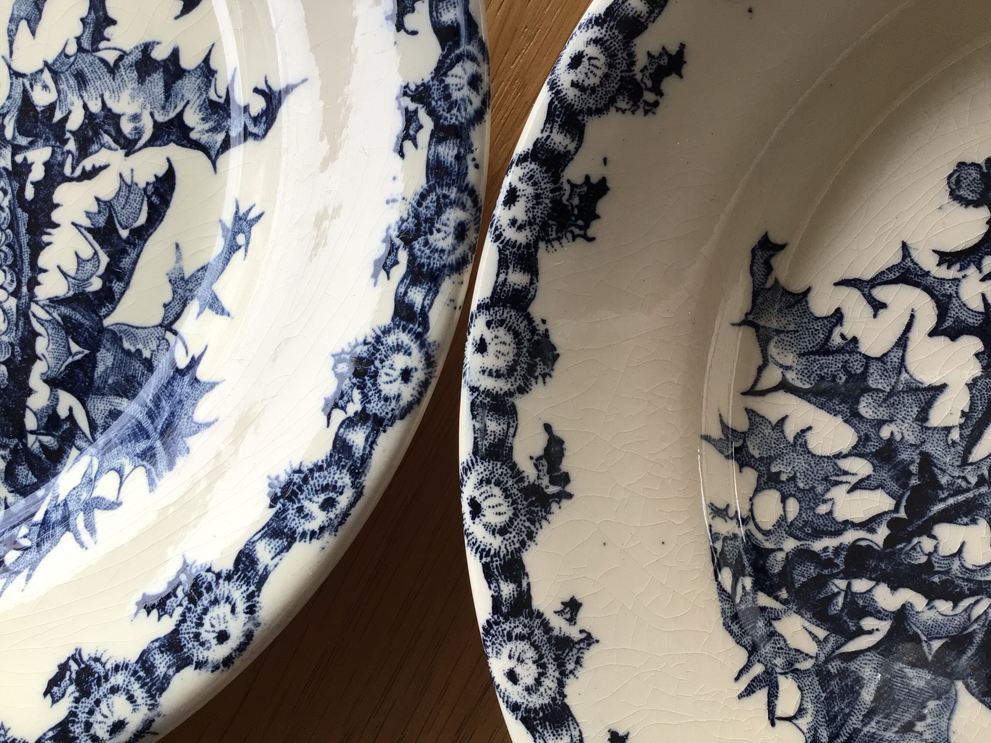 2 Flat plates Gien Chardons dark blue