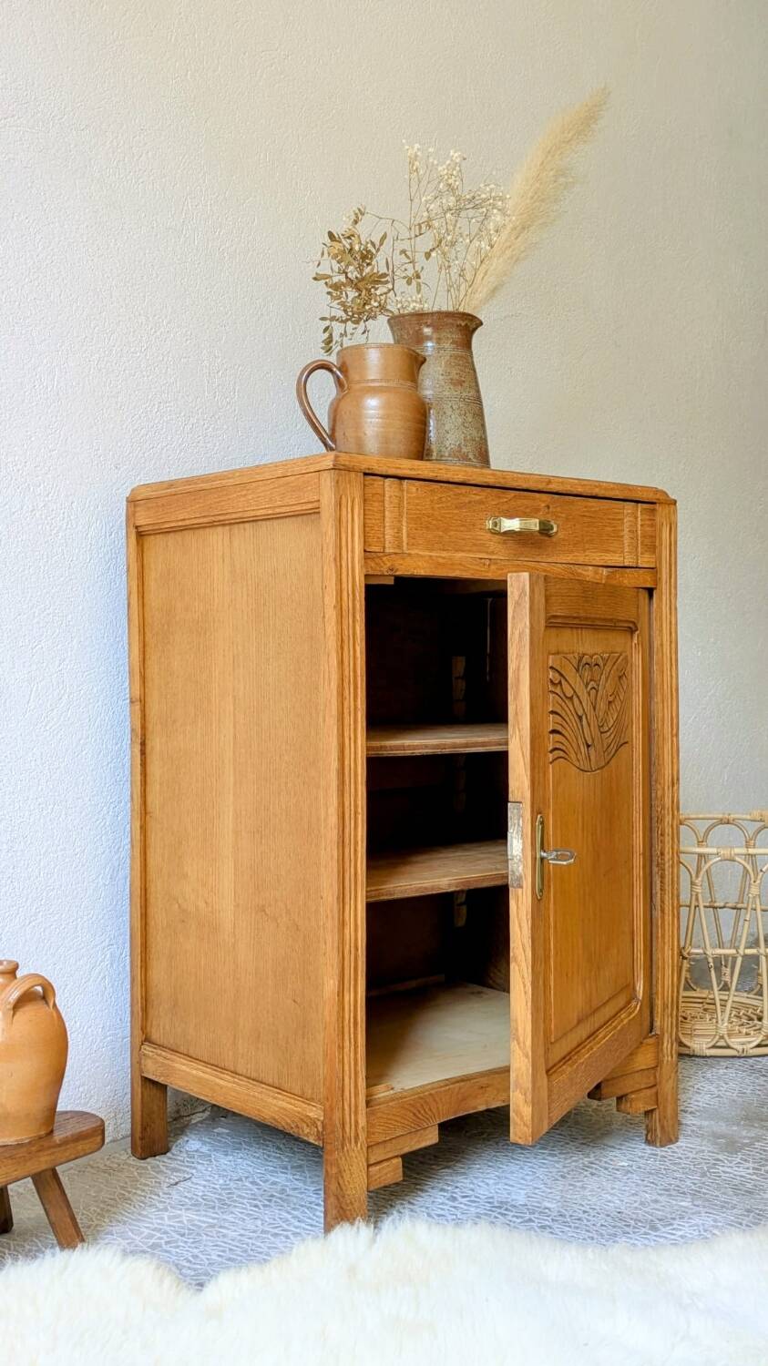 Buffet / confiturier ancien art-déco en chêne