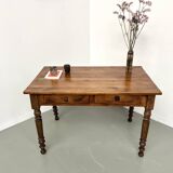 Pine desk with turned legs, 1900s