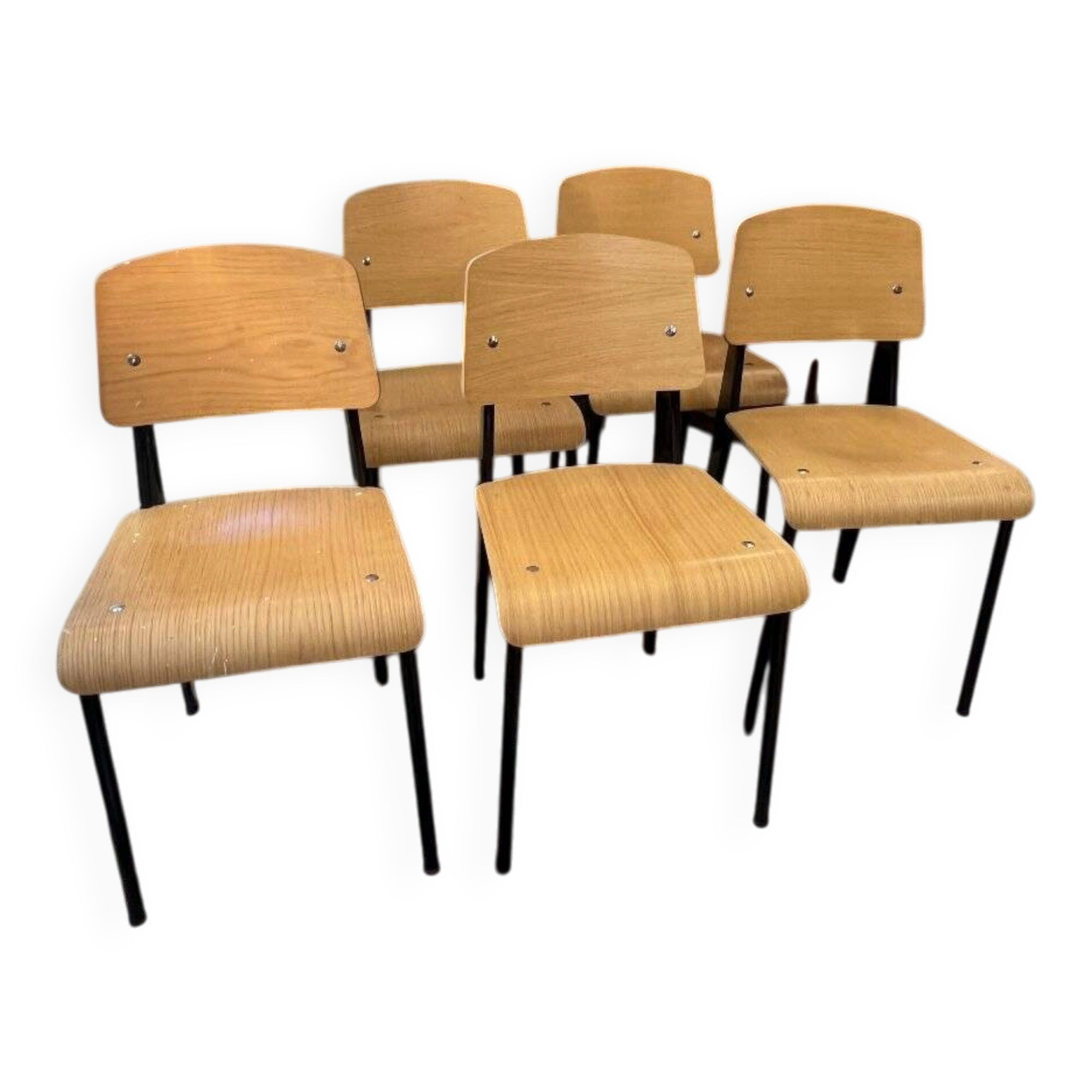 Set of 5 chairs model "Standard" by Jean Prouvé and produced by Vitra, from 2016, NO CHINA.