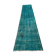 Distressed Turkish Narrow Runner 304 x 76 cm Wool Vintage rug, Overdyed Turquoise