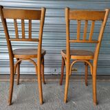Paire d'authentiques anciennes chaises Bistrot signées Fischel Vintage