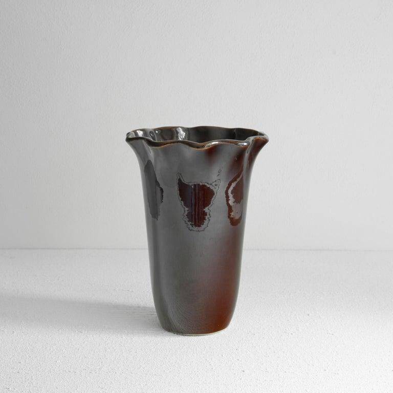 'Ondulé' vase in glazed ceramic Poët-Laval 1960s