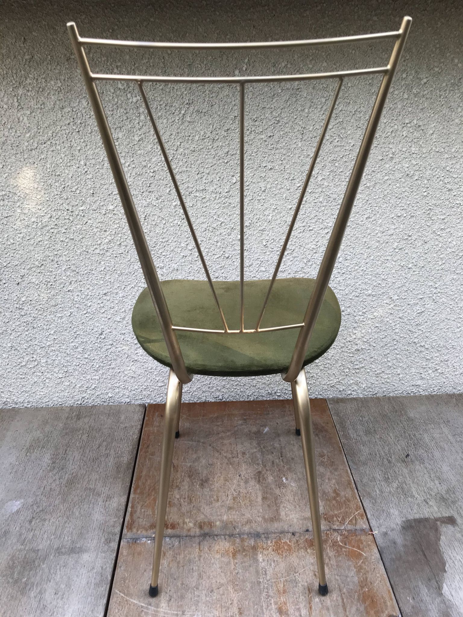 Pair of golden metal old chairs