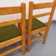 Set of 4 vintage chairs in pine and khaki green bouclette fabric from the 70s