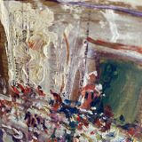 Oil on wood, “village festival”, Italy, 1960s