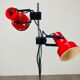 Floor lamp 2 spots red chrome stem SCE 1970