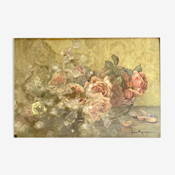 "volupté" aquarelle et technique mixte par louise percheron (début xx)