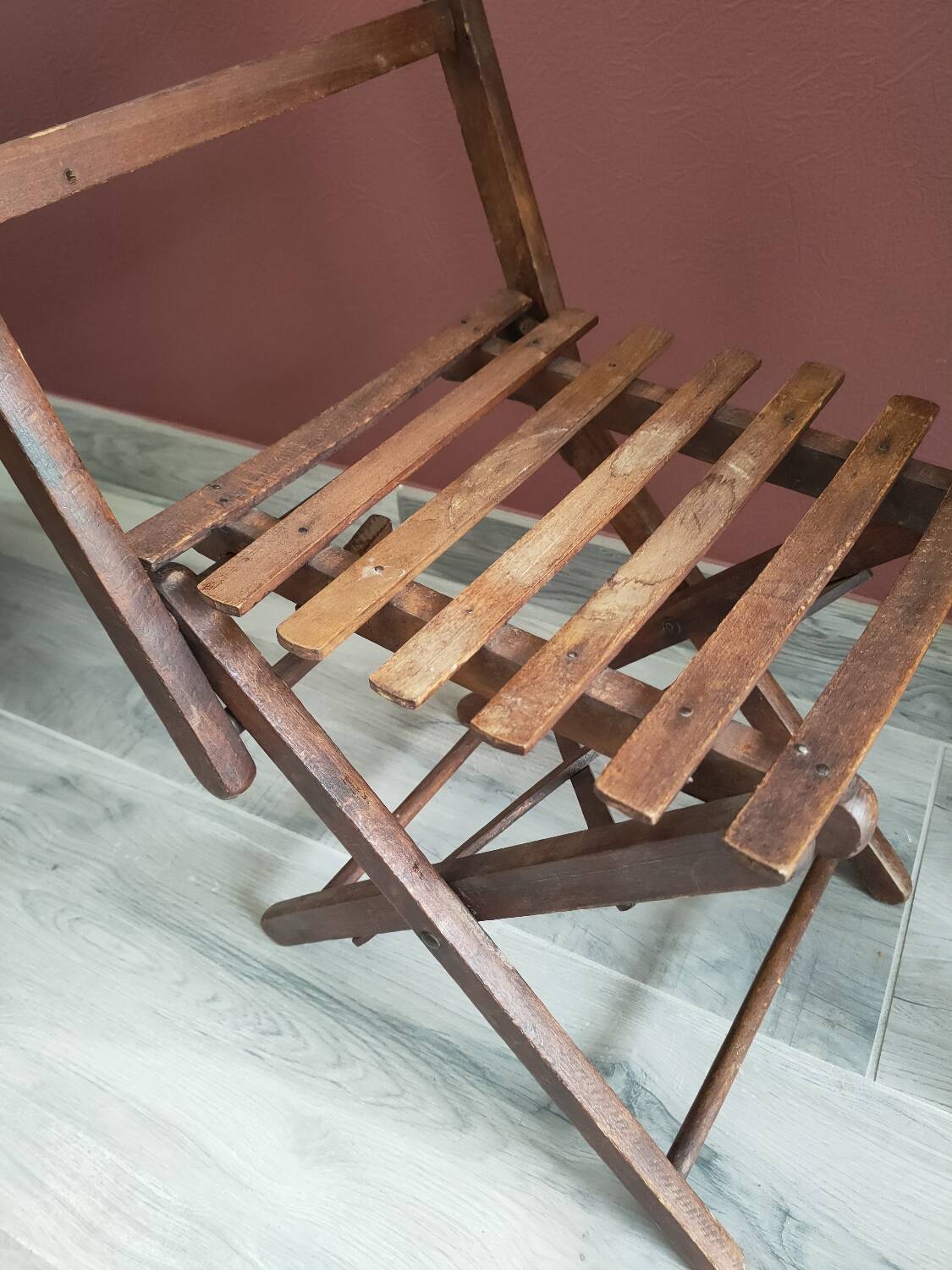 Small folding wooden chair