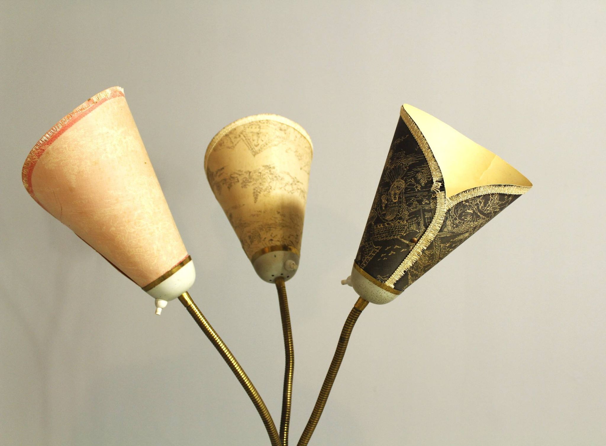 Italian Brass Three Light Floor Lamp, 1960s