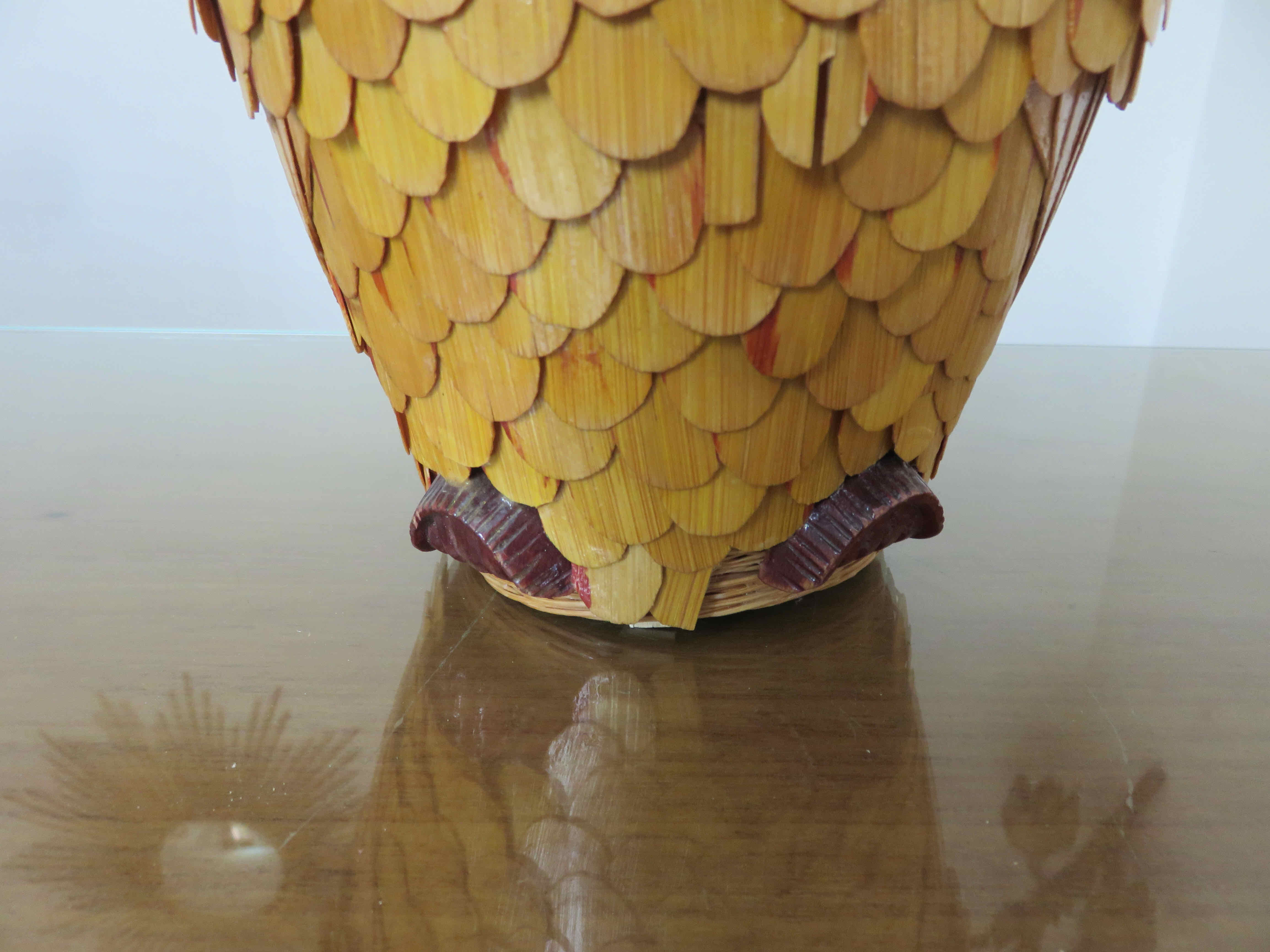 Box "owl" in rattan bamboo 70s