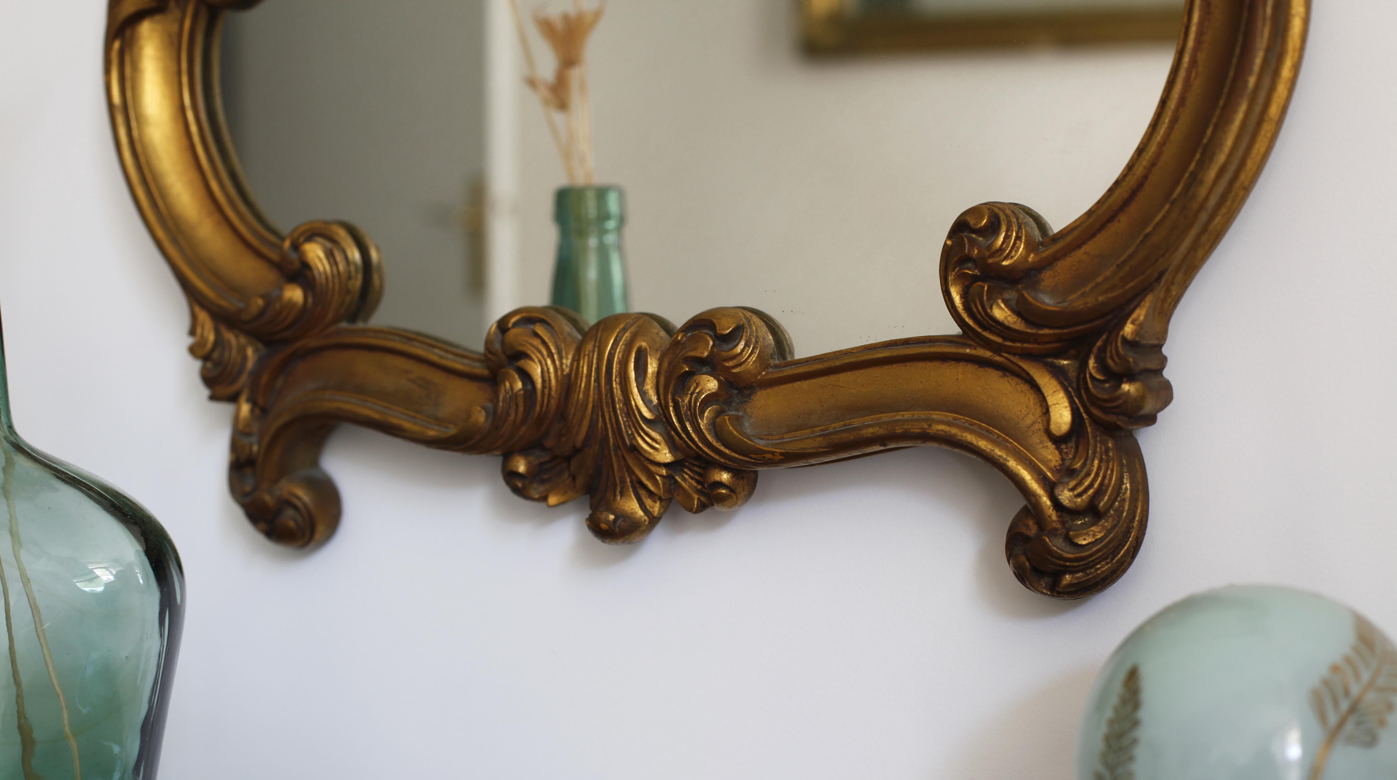 Antique golden shell mirror