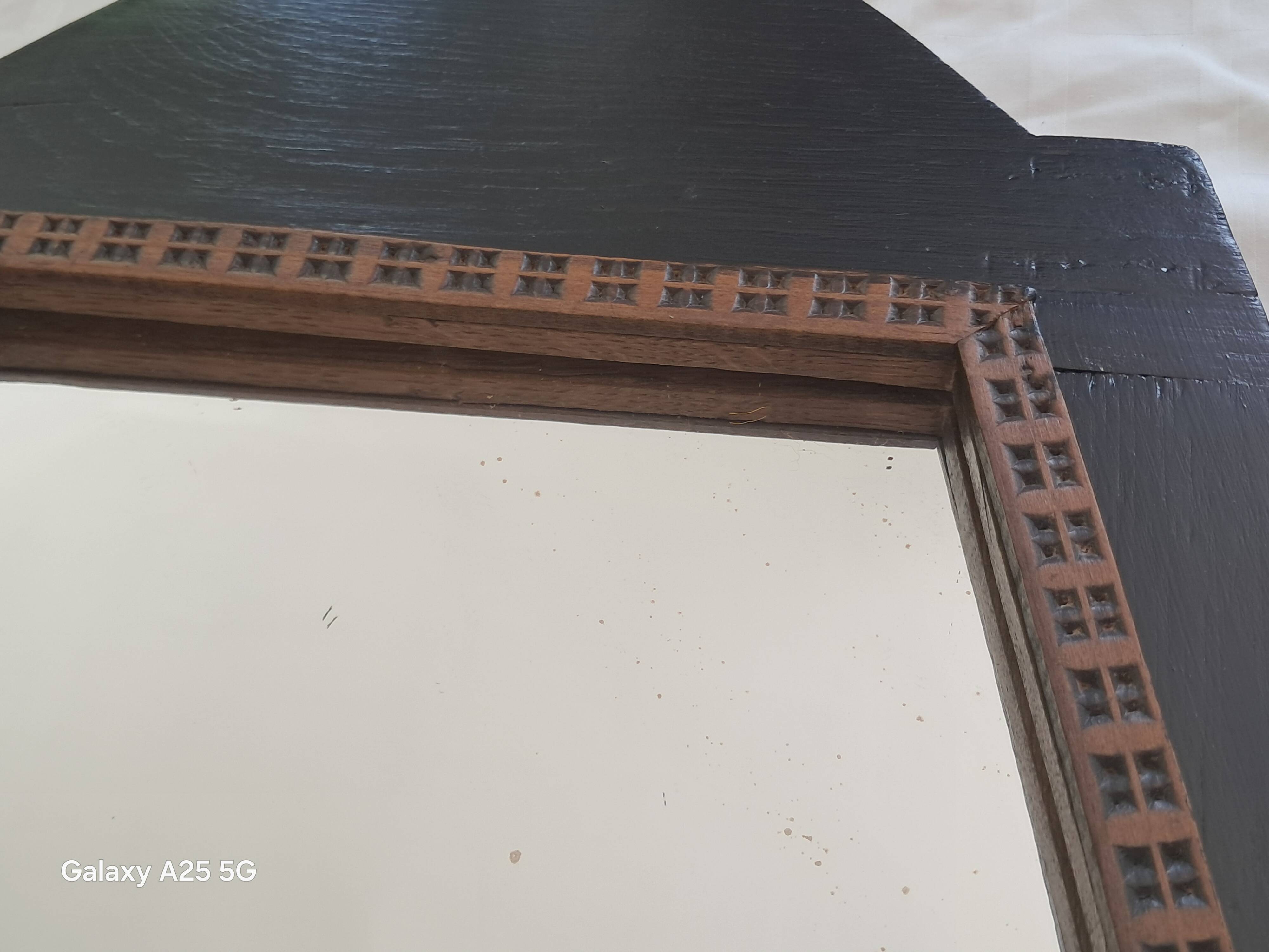 Large Art Deco Mirror with Geometric Frame