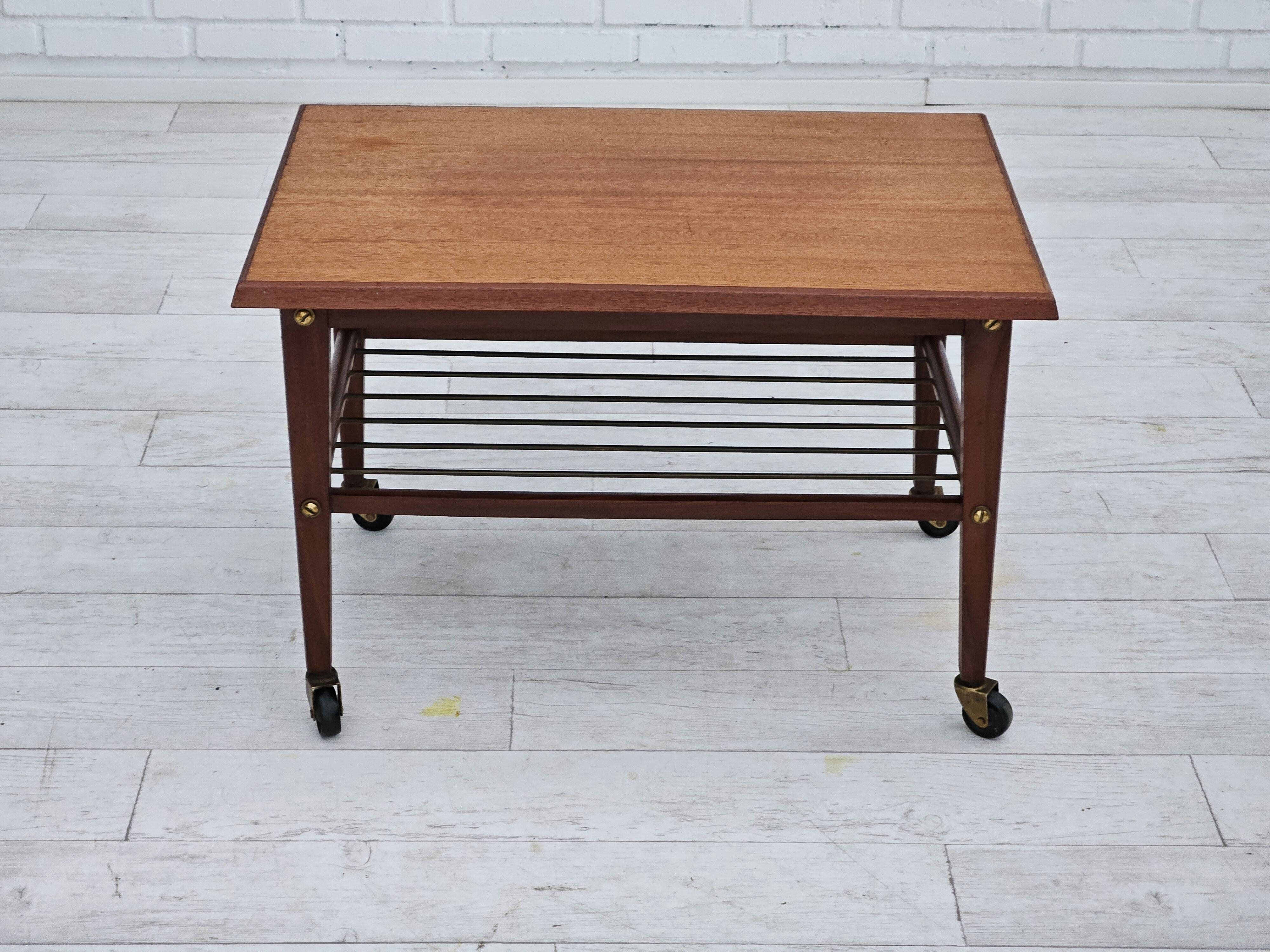 1970s, Danish coffee table, wheels, teak wood.