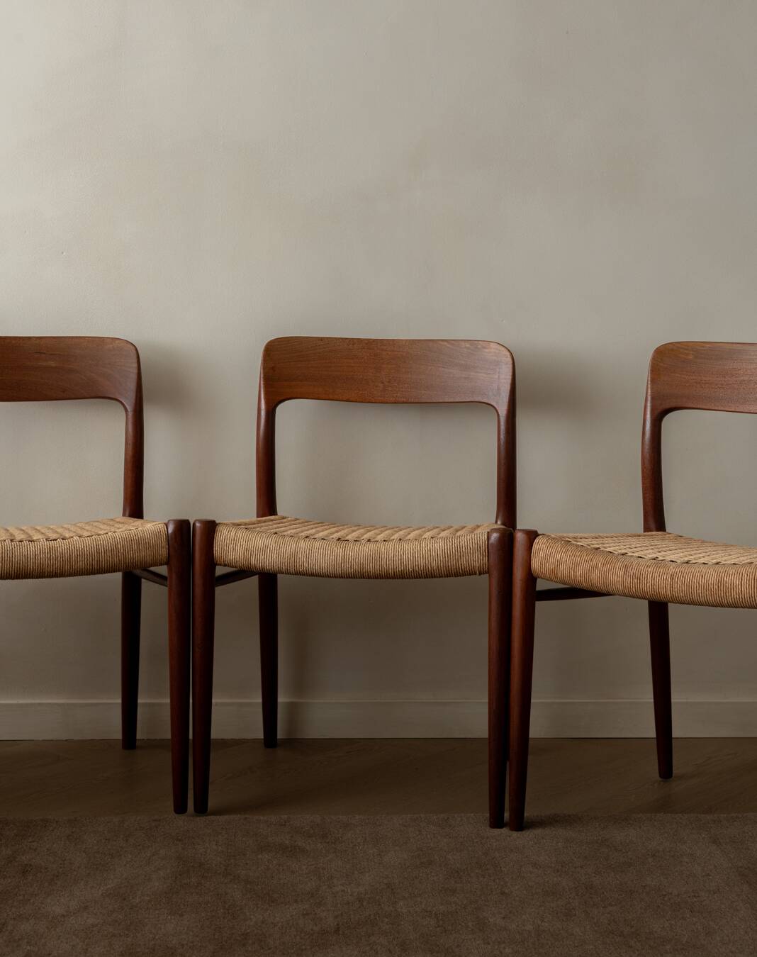 Vintage Danish Teak Dining Chairs Model 75 Niels O. Møller 1950s Set of 4