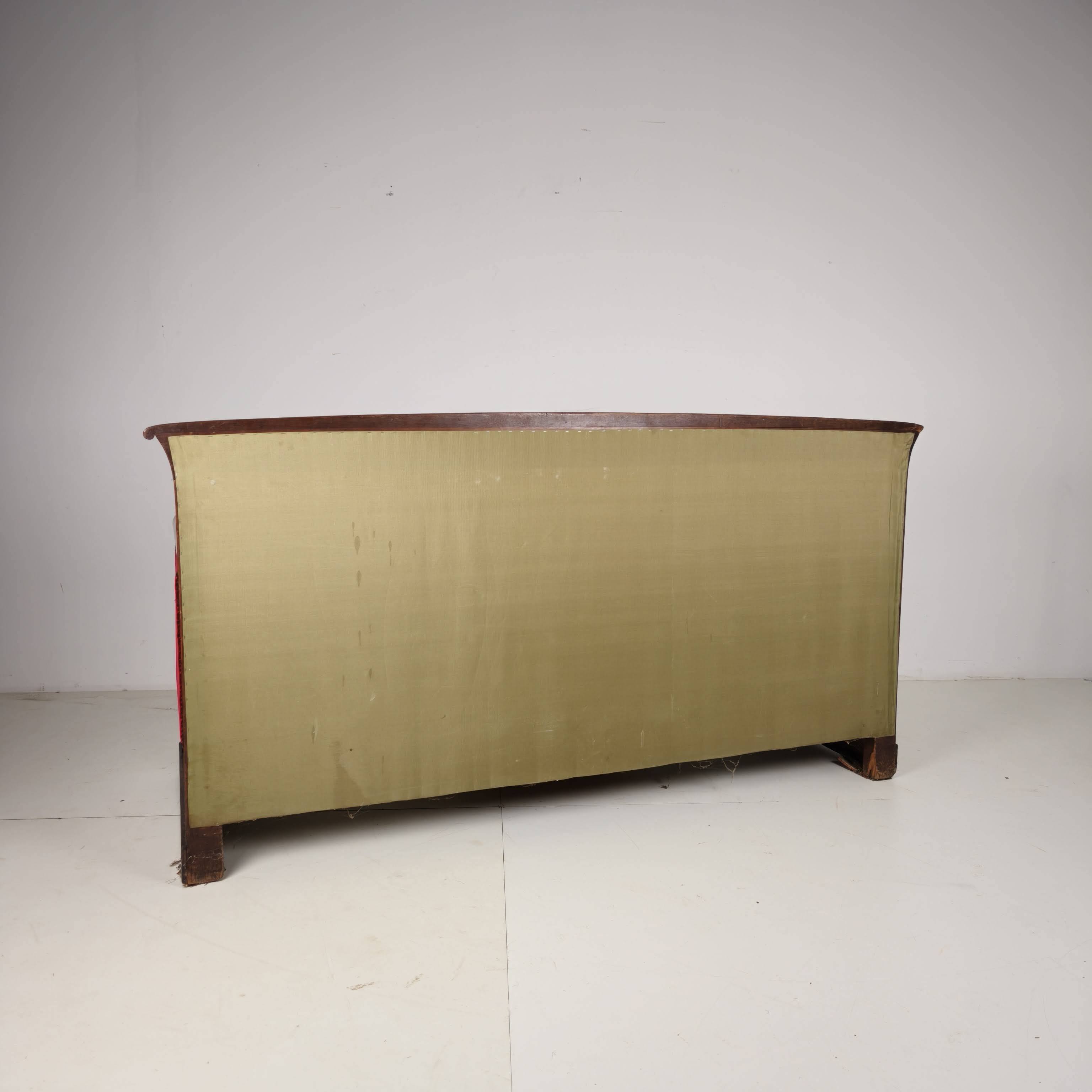 Empire Walnut Red Sofa, early 19th Century