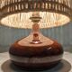 Vintage bedside lamp in enamelled stoneware and jute rope