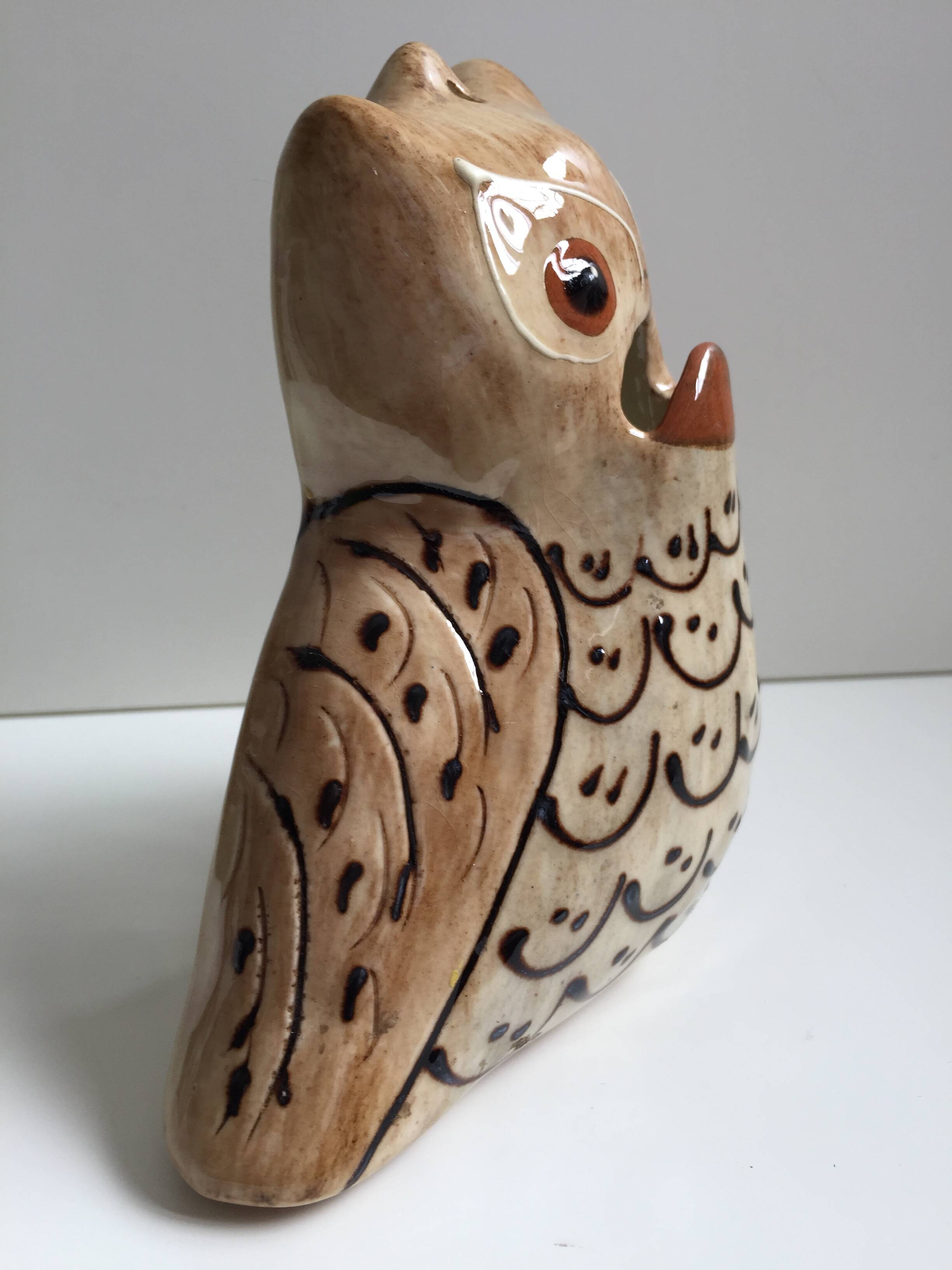 Ceramic Sculpture Figurine Signed MOSSER Gilbert Owl Hulotte Owl
