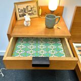 Vintage double bed and bedside tables