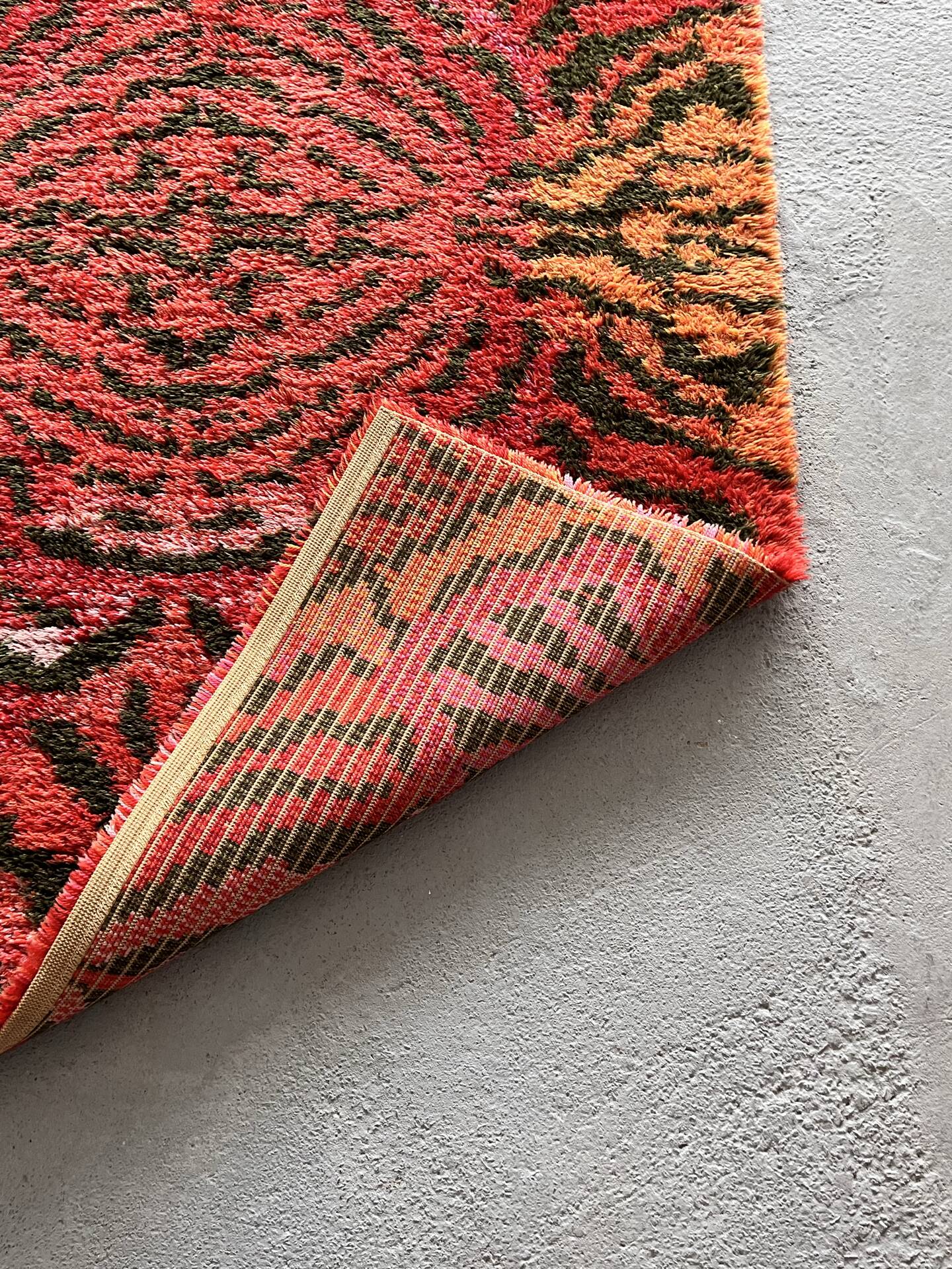 Rare Scandinavian Rya Rug, 1970’s, Space Age, Sweden