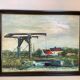 Canal landscape painting oil on panel signed