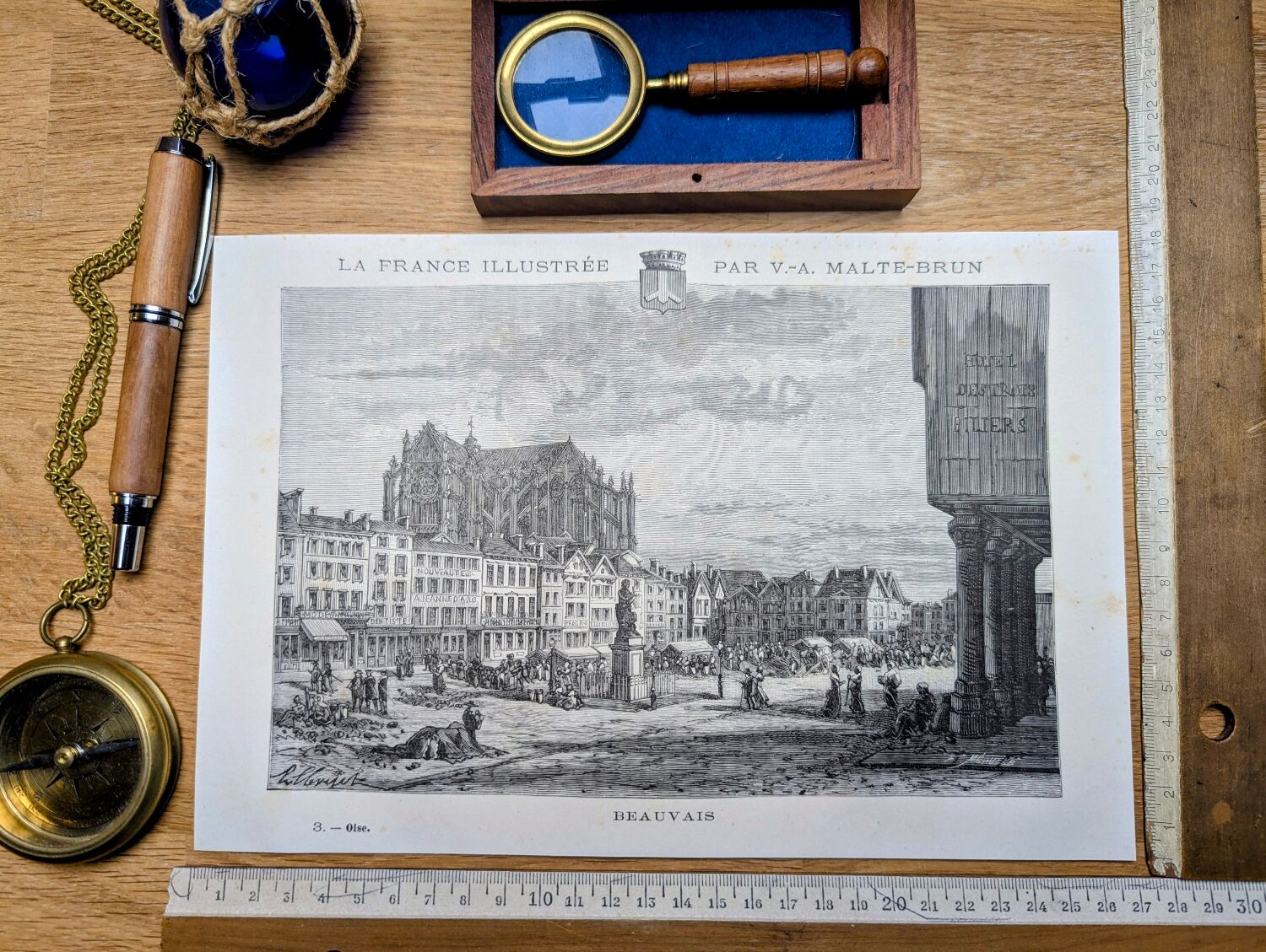 Beauvais, Oise, gravure vintage, imprimée en 1883