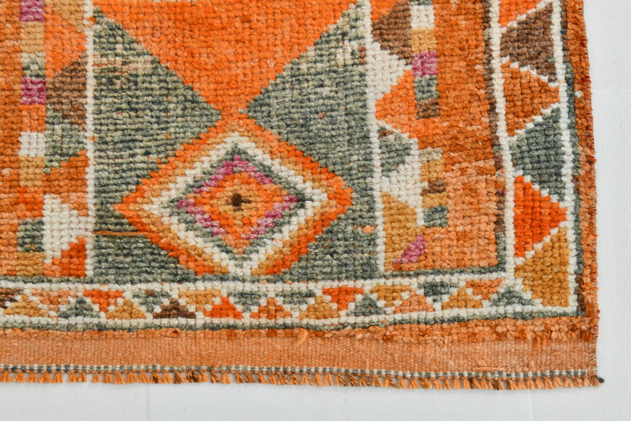 3x13 Runner Peach & Pink Handmade Long Hallway Vintage Runner Rug,79x399 Cm