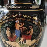 Vase Ancient Greek Amphora stamped. Motifs scenes of life from Greek mythology. Gold inlays