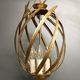 Large Italian Foliage Cage Chandelier - 1960s Art Crafts - Gold Metal