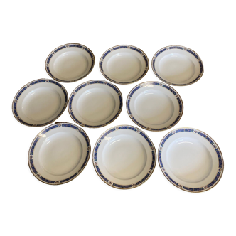 9 Limoges porcelain plates France floral motifs and gilding