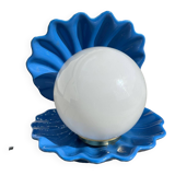 Vintage blue opaline shell lamp