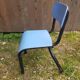 Chaise enfant style mullca tube metal noir + assise & dossier bois vintage #a663