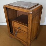 Art Deco bedside table in wood and pink marble