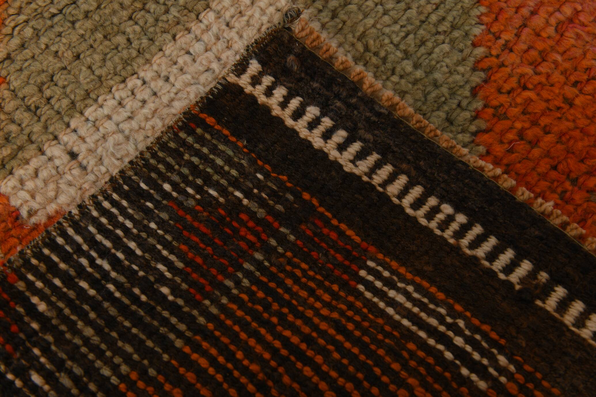 Soft Orange Vintage Wool Runner Rug For Kitchen, 74x307 Cm